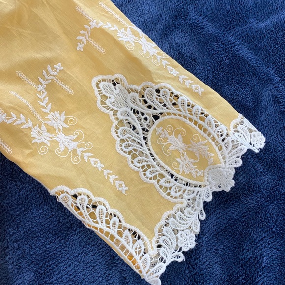 💥PRICE ⬇️ Bleuh ciel  -  Yellow Boho Off the Shoulders Blouse - M - Picture 5 of 6